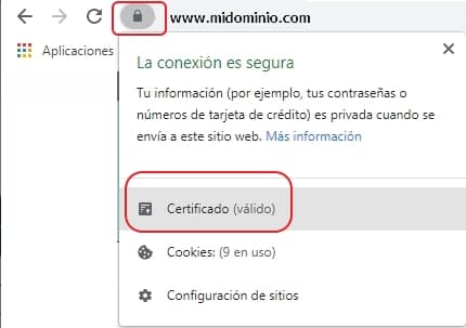 candado certificado navegador