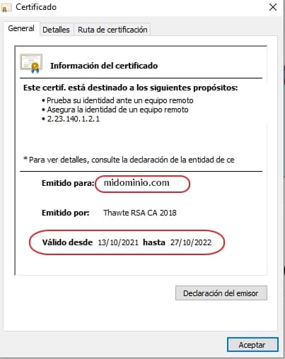 datos certificado ssl navegador