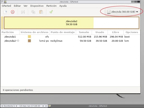 gparted extender espacio disco