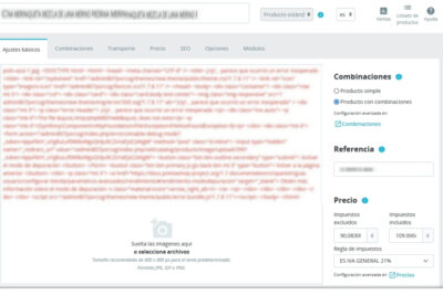 error html subir imagen prestashop